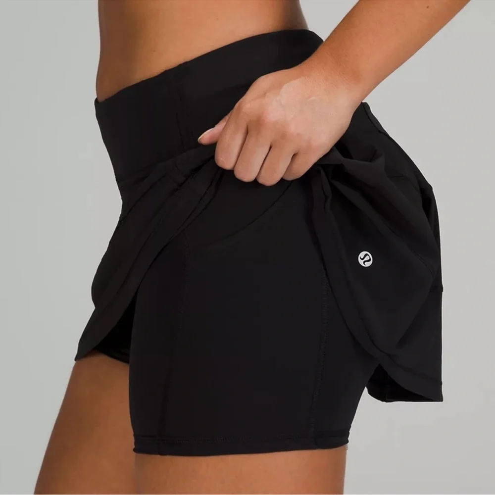 Lululemon Pace Rival Mid-Rise Tennis Skirt in Black (Long 12”) - Size 6
